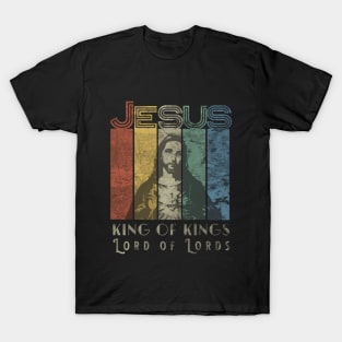 Jesus Grunge Retro Color Stripes King of Kings Lord of Lords T-Shirt